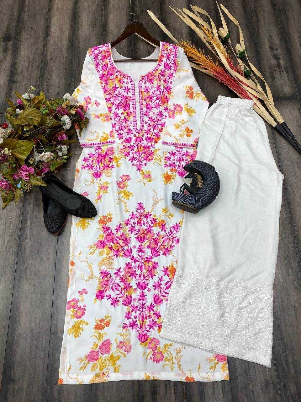 RAYON EMBROIDERED KURTIS WITH BOTTOM - MYLUXURY LANE ENTERPRISE